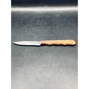 Vtg Imperial Veri-Veri-Sharp Paring Knife Wood Handle Stainless Steel USA 7"